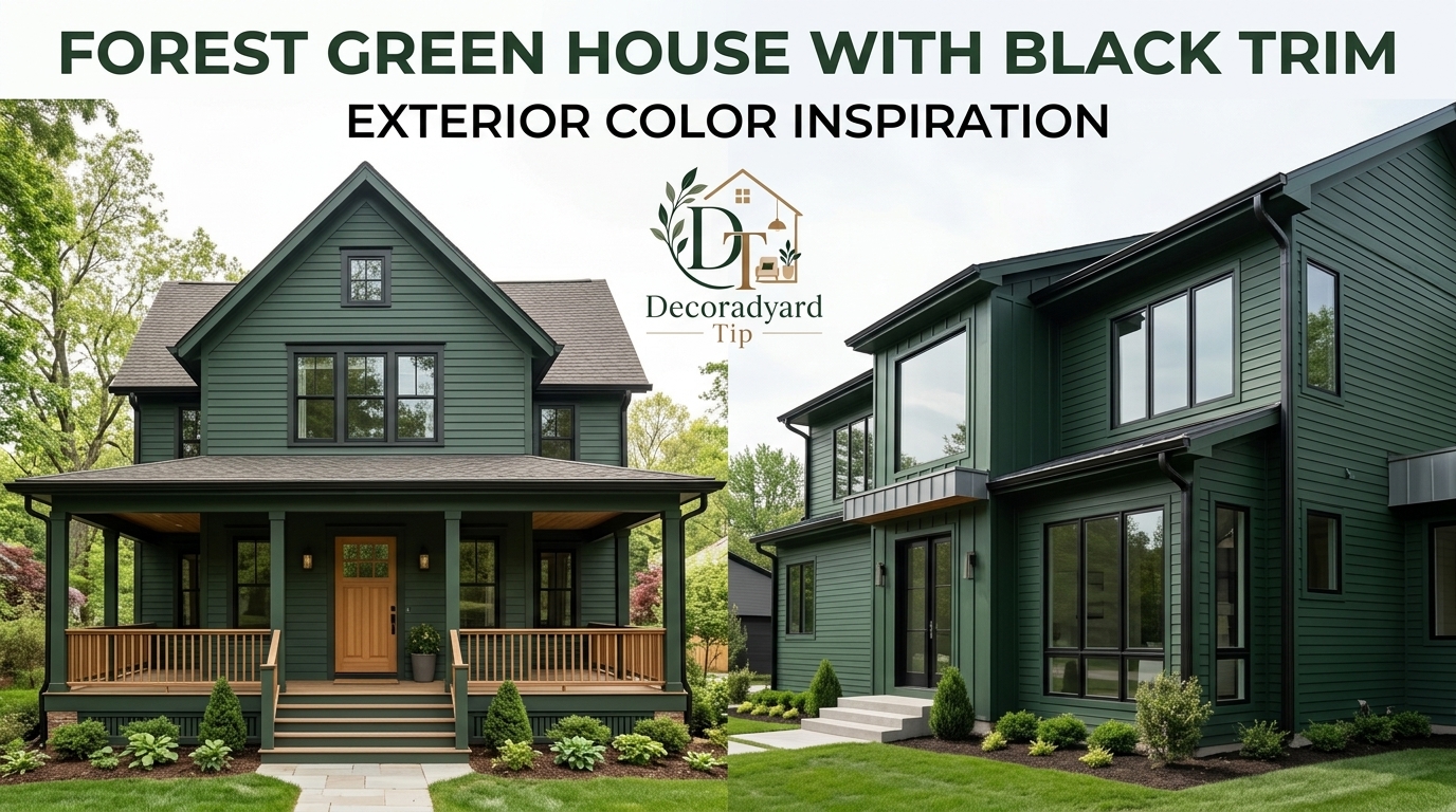 Forest Green House With Black Trim