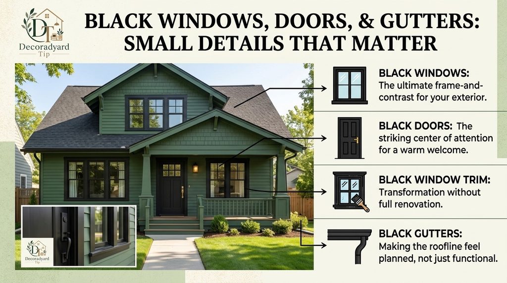 Forest Green House With Black Trim